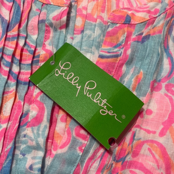 Lilly Pulitzer XS New With‎ Tags Pink Pout 100% Linen Sleeveless Sarasota Tunic - Picture 3 of 7